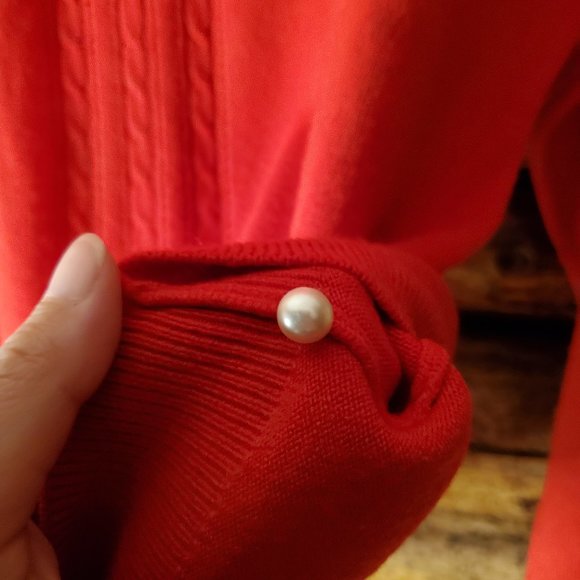 Vintage Mock Neck Sweater With Pearl Details Medium - Picture 9 of 9